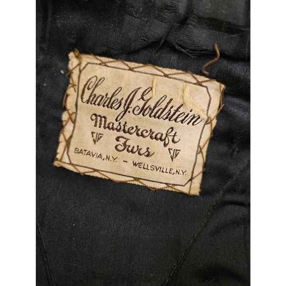 Vintage Black Beaver Fur Long Coat Charles J. Goldstein Small - Picture 10 of 13